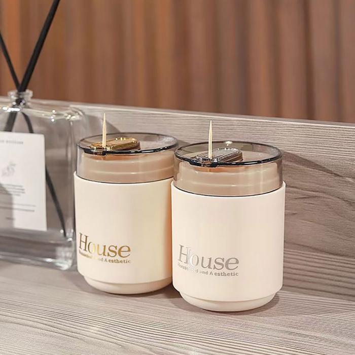 奶油風自動牙簽筒